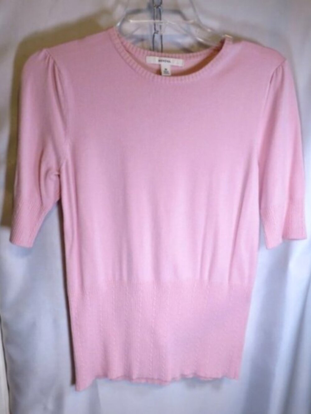Merona Pink Puff Shoulder Short Sleeve Sweater - Size M - Picture 2 of 9